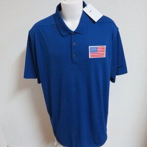 NEW 2XL Blue USA Nike Dri-Fit Men’s db #91U Golf Polo Shirt